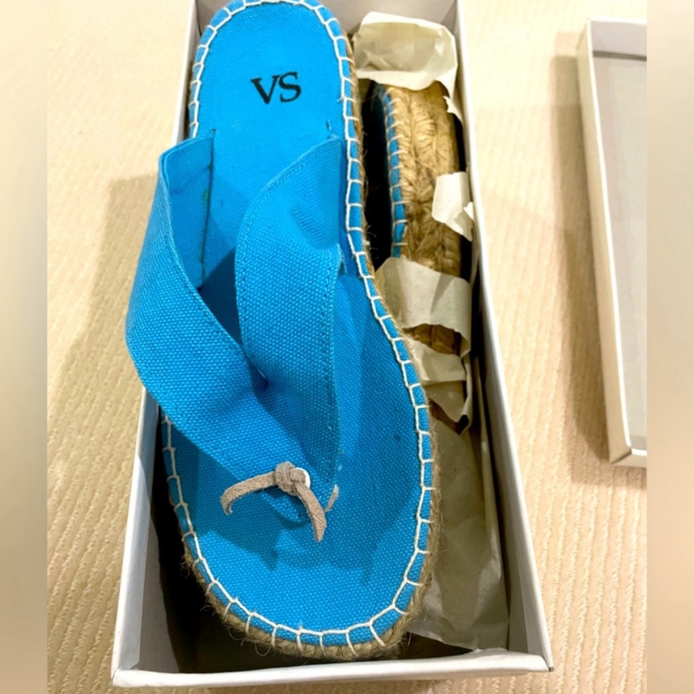 Victoria's Secret Blue Espadrille Style Flip-flop Thong Sandals
